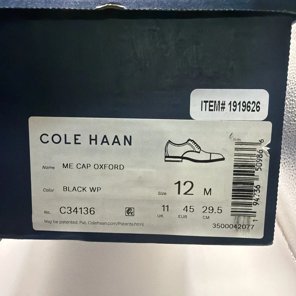 Cole Haan Modern Essentials Mens Shoes‎ Sz 12 M Dress Black Cap Toe Oxford
